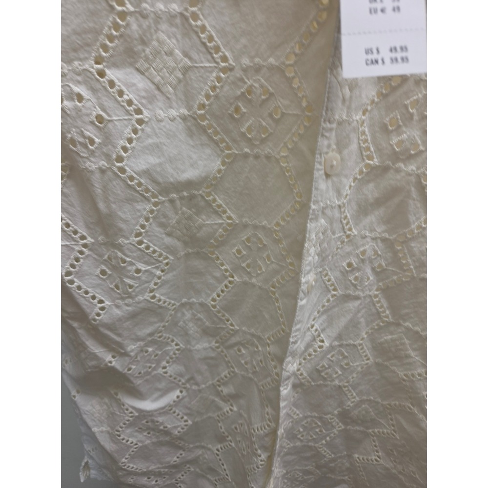 Hollister Mens Small White Eyelet Embroidered Short Sleeve Button Up Shirt New - Picture 5 of 10